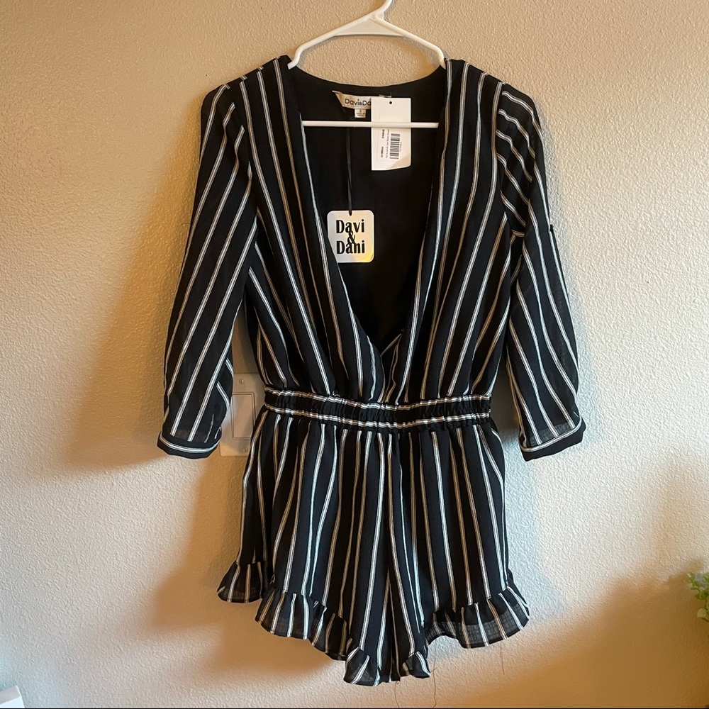 Pink Lily Striped Romper